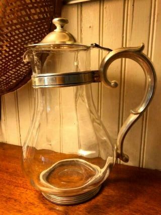 Vintage Reed And Barton Silver And Glass Decanteur For Coffee Water Ice Tea