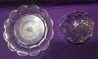 Antique Heisey Glass Colonial Domed Butter Cheese Dish,  Covered Bowl,  Tray Marked 3
