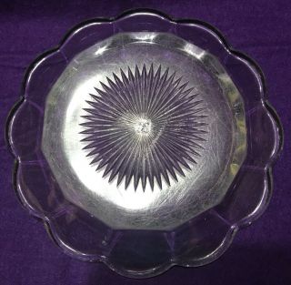 Antique Heisey Glass Colonial Domed Butter Cheese Dish,  Covered Bowl,  Tray Marked 6
