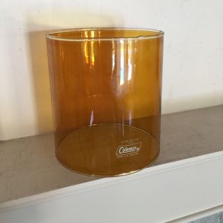Vintage Coleman Amber Glass Shade Globe Camping Lantern Model 220 Or 228