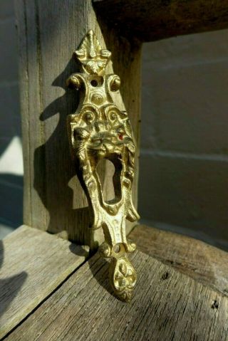 Vintage Reclaimed Decorative Brass Door Escutcheon Key Hole Lock Covers Lion A - 6