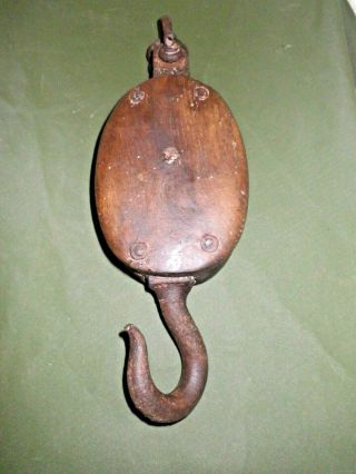 Antique Wood & Metal Ships Pulley Block.