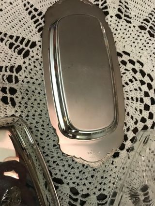 Baroque By Wallace Silver Plate Butter Dish 206.  W/ Glass Tray 4