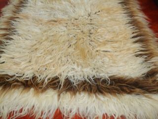 RESERVED antique Turkish Blanket /flokati tulu filikli rug hand - knotted Shaggy 2