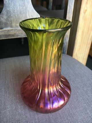 Antique Art Nouveau Loetz Creta Rusticana Art Glass Vase - 6 1/4 " Tall