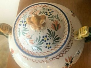 Rare Antique Henriot Quimper China Sugar Bowl and Creamer 4