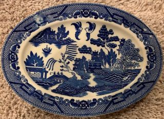 Antique Made In Occupied Japan Blue Willow Platter 12 "