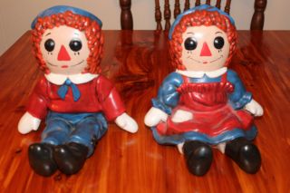 Vintage Raggedy Ann & Andy Book Ends By Bobbs Merrill Co.