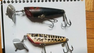 Two Vintage Arbogast Sputterbug Fishing Lures large 3 inch body 2