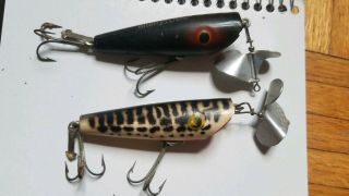 Two Vintage Arbogast Sputterbug Fishing Lures large 3 inch body 4