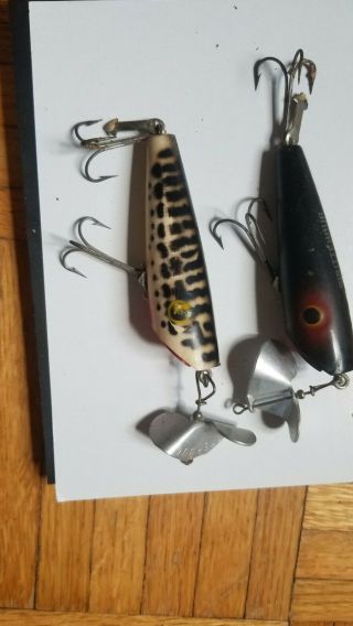 Two Vintage Arbogast Sputterbug Fishing Lures large 3 inch body 5