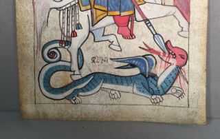 LARGE Coptic (Ethiopian) Manuscript on Vellum “St.  George and the Dragon” 3