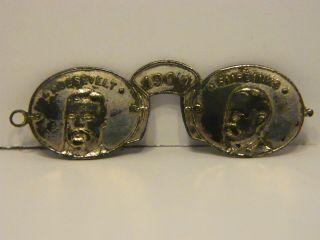 Antique Teddy Theodore Roosevelt Fairbanks 1904 Campaign Eye Glasses Pin Swag