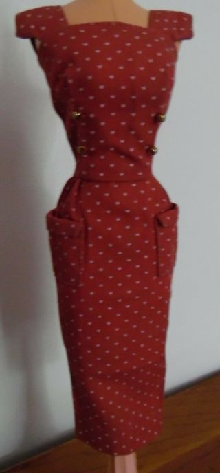 Vintage Barbie Red Pokla Dotted Sheath Pak Dress