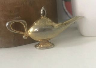 Antique Vtg 2.  375 " Brass Genie Bottle Necklace Pendant Jewelry Charm Aladdin