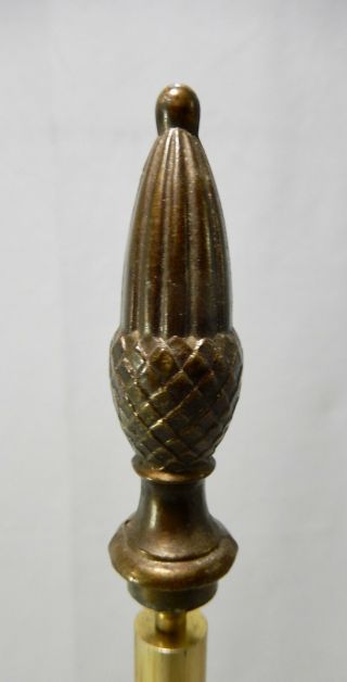 Vintage Metal Elongated Pineapple Lamp Finial With Applied Antique Brass Finish
