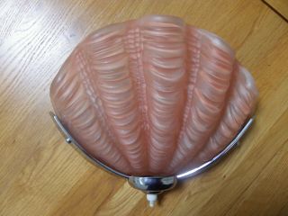 Vintage Art Deco Odeon Clam Shell Wall Light - Pink