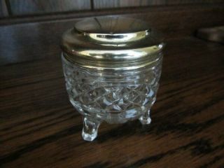 Vintage Vanity Silver & Glass 8cm Trinket Pot Jar Bowl For Dressing Table