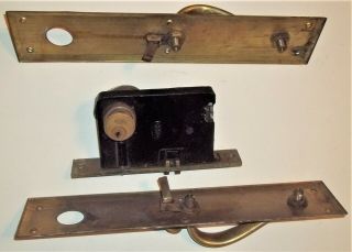 Antique - Vintage Brass Entry Door Lock Set with Keys Corbin Lock 2