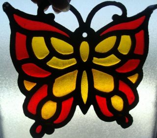 2 Vintage Antique Stained Glass Brass Butterfly Trivets Made In Occupied Japan