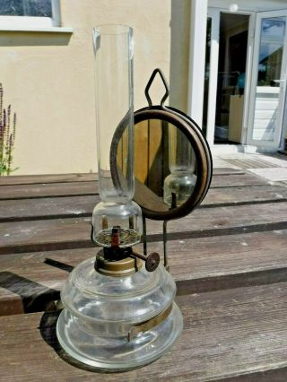 Antique Oil Lamp With Mirror: For Wall Mounting