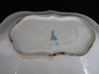 Antique Large Meissen Porcelain Embossed Handled Serving Dish Bowl Germany 4