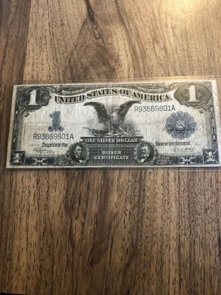 Antique 1899 Us $1 Dollar Large Bill Silver Certificate " Black Eagle "