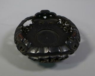 FINE ANTIQUE 19TH C.  CHINESE CARVED WOOD WOODEN VASE BOWL STAND 1 3/4 