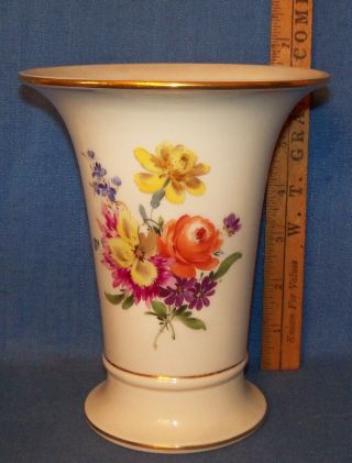 Meissen Crossed Swords Vintage Trumpet Vase Floral Decor 6.  5 " No Reser