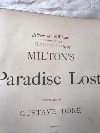 Antique Paradise Lost (1885?) John Milton,  Gustave Dore Illus The Altemus 1st Ed 5
