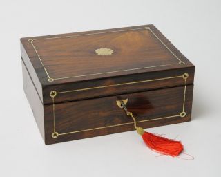 Antique 19th Century Rosewood Ladies Jewellery Box With Fitted Interior Tray