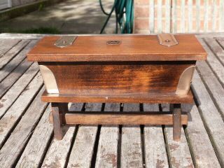 Lovely Vintage French Wooden Box From Pornic In Form Of Coffer.