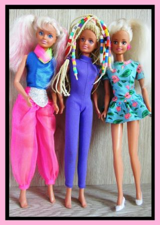 3 X Sindy Doll Hasbro,  1994 Vintage,  3 Dolls,  Blonde,  Rasta,  Pink