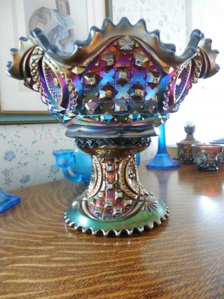 Northwood Memphis Pattern Antique Carnival Glass Complete 8 Piece Fruit Set 4
