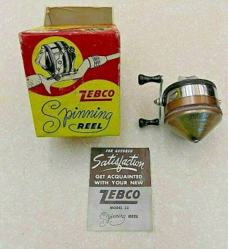 Zebco Spinner Model 33 Spin Cast Reel W Box & Paper Work Look