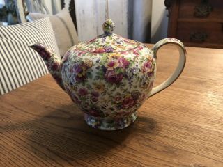 Antique Royal Winton Grimwades “summertime” Chintz Teapot - Made In England