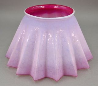 Fine Antique Victorian Cranberry Pink Opalescent Art Glass Lamp Light Shade 1