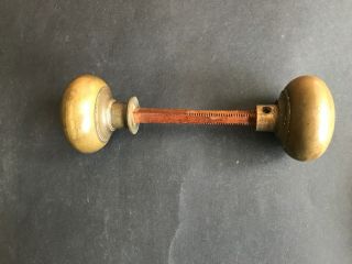 Antique Heavy Brass Door Knobs On Threaded Spindle.