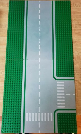 Vintage Green Lego Authentic Road Base Plate 2x 32x32 Baseplates City 10 " X10 "