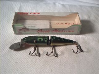 Vintage Old Wood Fishing Lure Creek Chub Jointed Pikie Dd Frog Te Nib