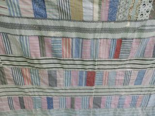 Great Vintage Quilt Top Pink Blue White Black 74 X 82
