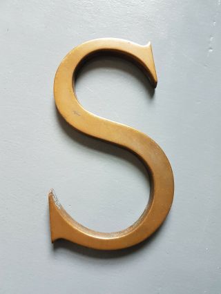 Vintage Brass Shop Sign Letter S With Patina - 6 " Metal