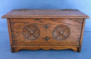 Antique Vintage Small Wooden Chest Furniture Apprentice Piece Hand Carved Decor