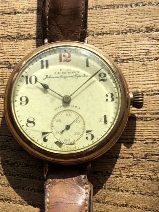 Antique Wwi Military Trench Watch Elgin Usa Red 12 Wristlet Watch Ticking Repair