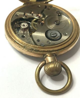 Antique Temeraire Gold Plated Swiss Made Pocket Watch For Spares 6