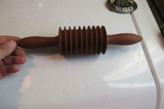 Antique Primitive Walnut Wood Noodle Cutter Rolling Pin