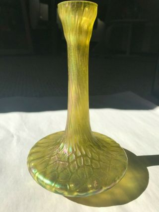 Antique Ca.  1900 Kralik Iridescent Art Glass Vase - Squat With Slender Neck