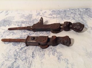 Vintage French Cast Iron Window Shutter Dogs Latches (p62)