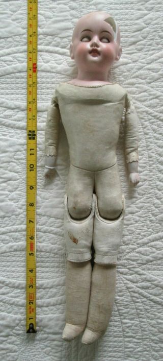 Antique German Dressel Doll Bisque Head Kid Leather Body -