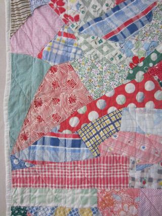 Vtg Antique 1930s Crazy Quilt Feedsack Fabric Table or Doll Quilt 20 